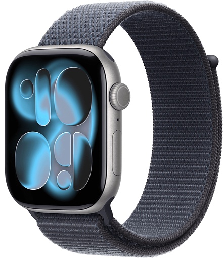 Apple Watch Series 11 42mm, Space Gray Aluminum Case with Sport Loop Anchor Blue